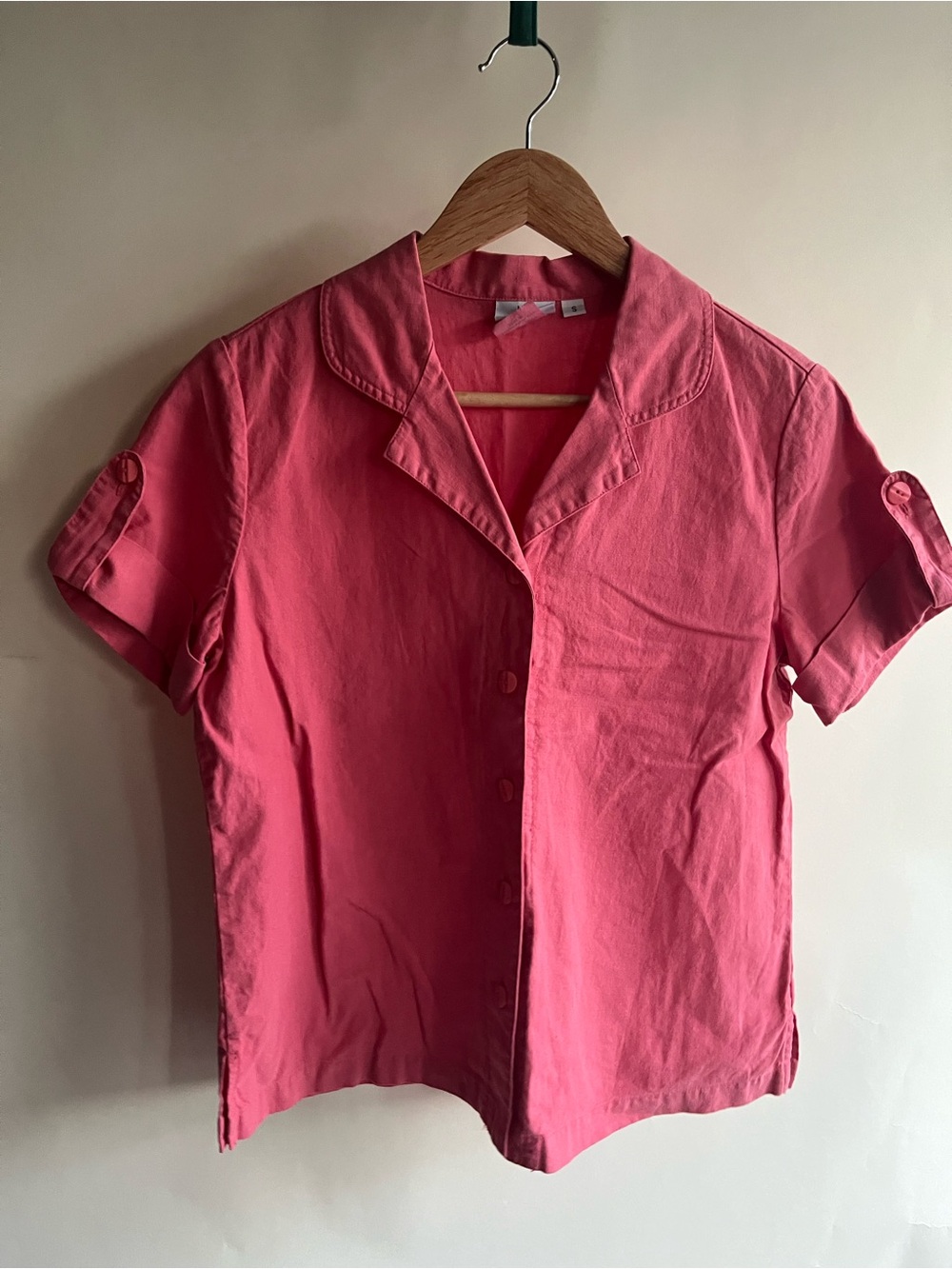 Hot Cotton Blouse Pants Set Pink Sz Sm Petite Linen Cotton EUC - Picture 2 of 7